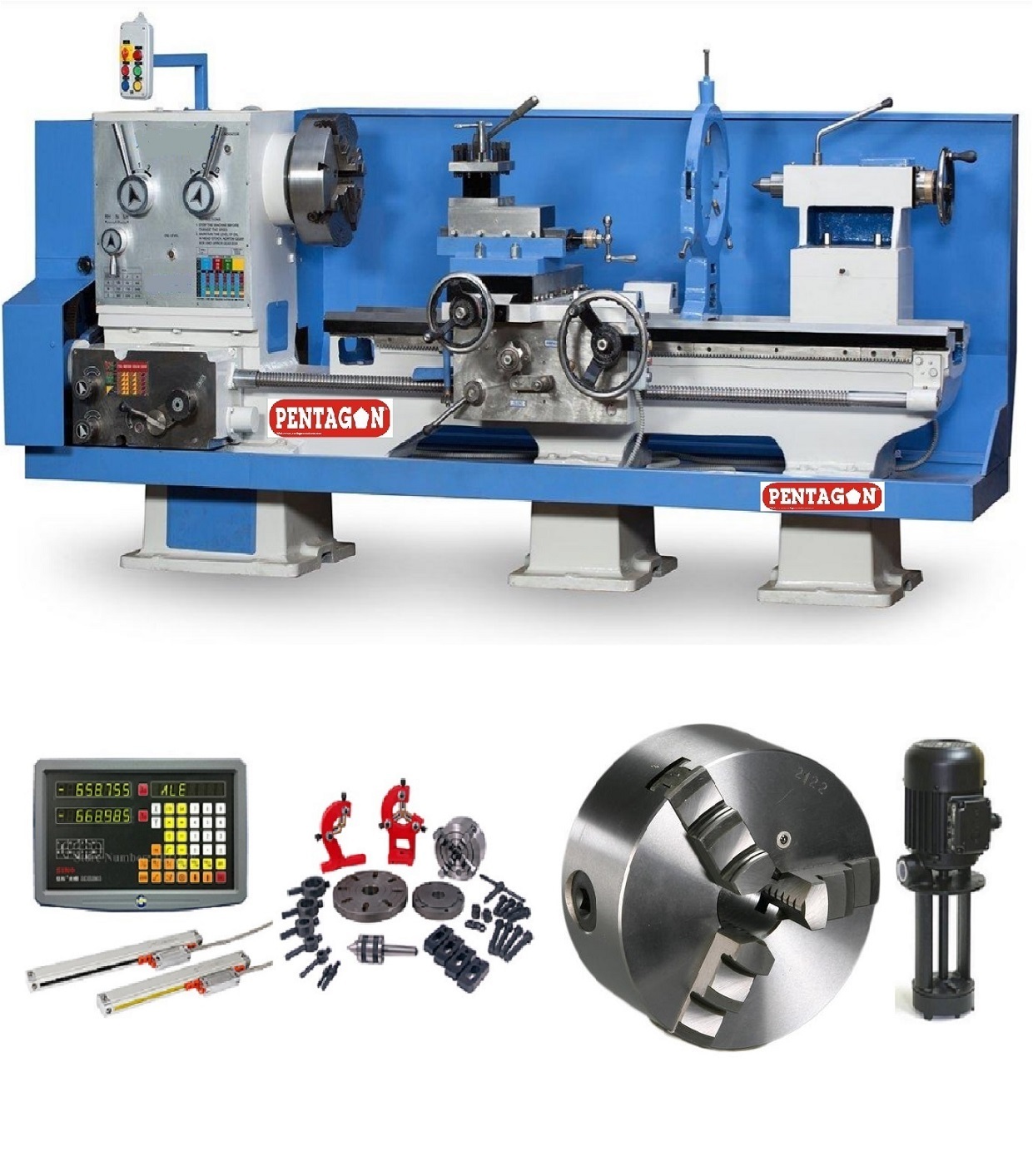 Lathe Machine - Cast Iron, 620mm Swing Over Bed, 60mm Spindle Bore, 7.5kw Motor Power | Light, Medium, Heavy Duty, All Geared & Belt Driven