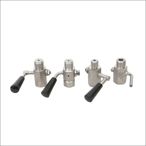 Pressure Gauge Cock - Stainless Steel SS 304/316 , 1/2 Inch BSP Connection, Black Synthetic Polymer Sleeve, 2 Way Design, Leakage Proof, Durable Finish