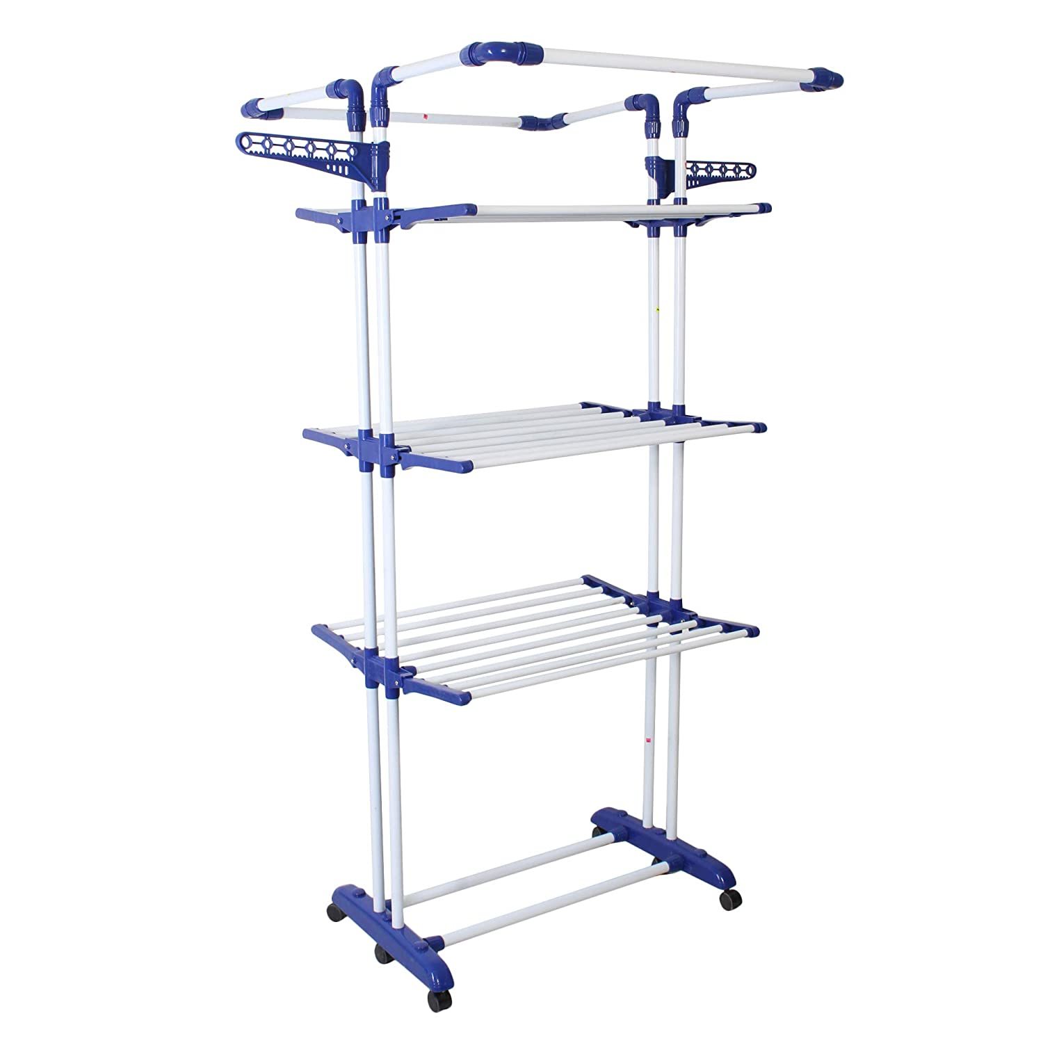 White And Blue Steel Cloth Drying Stand