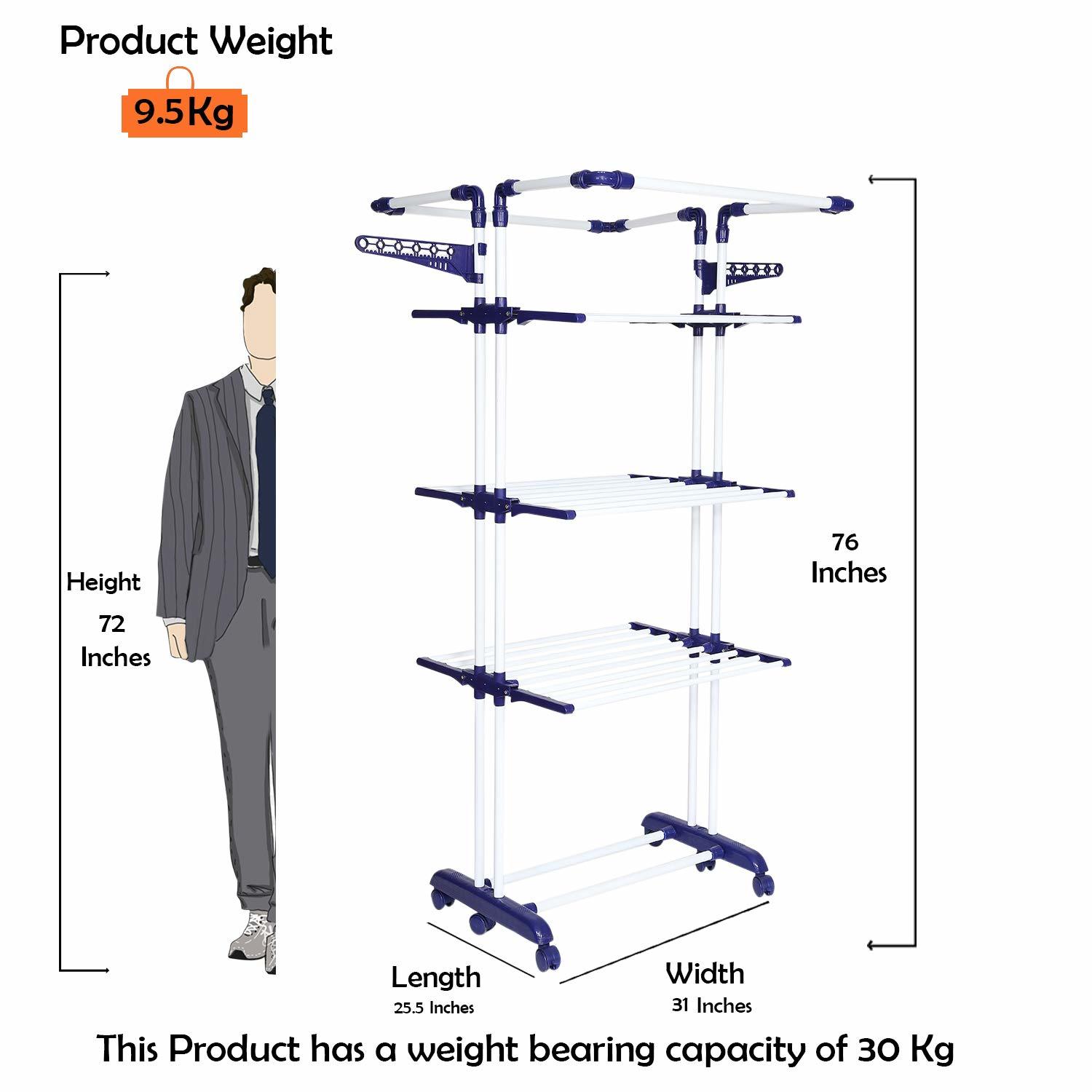 White And Blue Steel Cloth Drying Stand