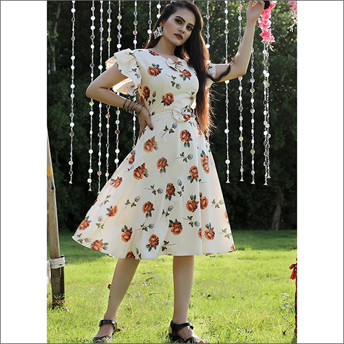 One Piece Dress In Flower Print HOT Knee Length Floral One Piece