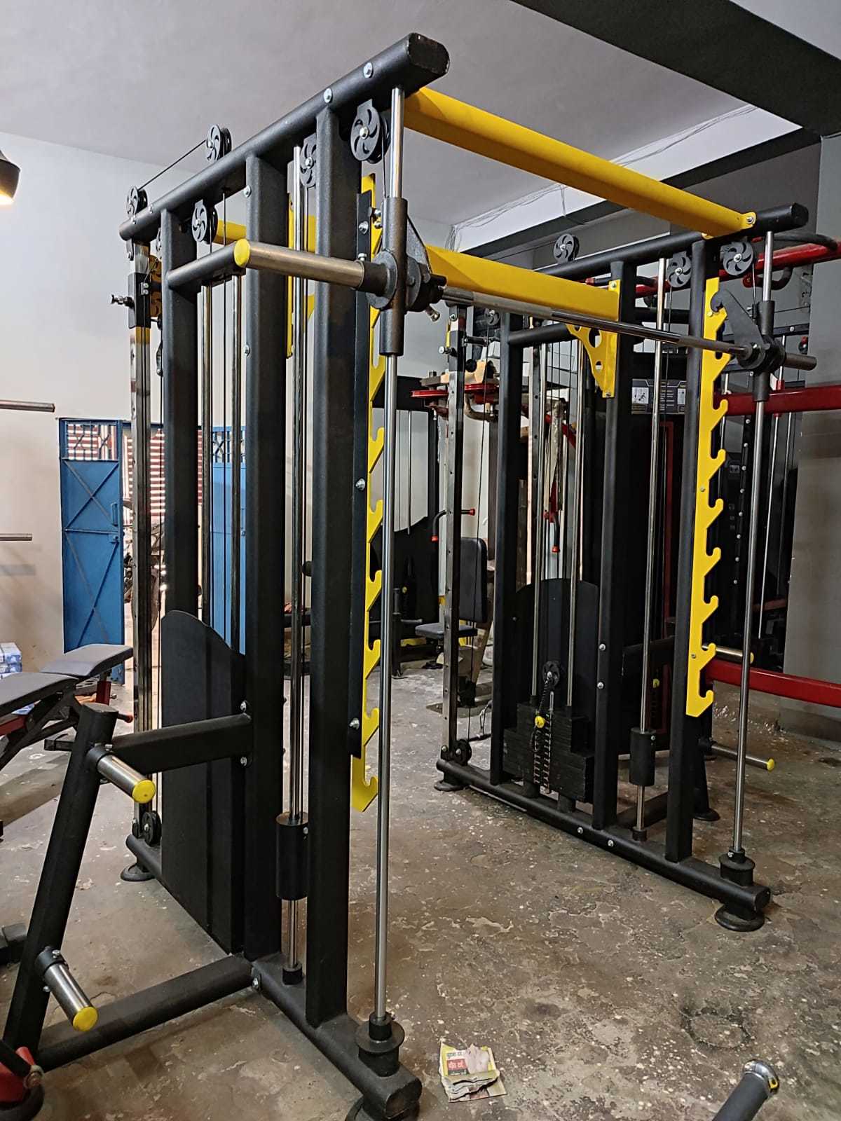 Multi Station Functional Trainer With Smith Machine - 12 Gauge Steel Tubing, 80 Kg Weight Capacity | Adjustable Design, Soft Foam Seat, Advanced Double Effect Welding Technology, Commercial Grade