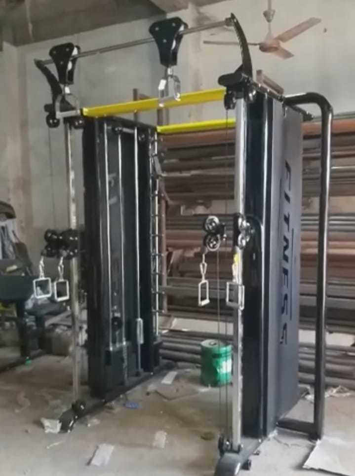 Multi Station Functional Trainer With Smith Machine - 12 Gauge Steel Tubing, 80 Kg Weight Capacity | Adjustable Design, Soft Foam Seat, Advanced Double Effect Welding Technology, Commercial Grade
