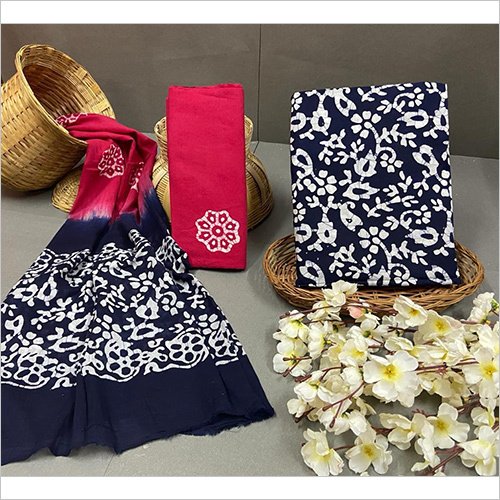 Spring Cotton Suit With Cotton Duptta Hand Block Printed Unstitched Suit