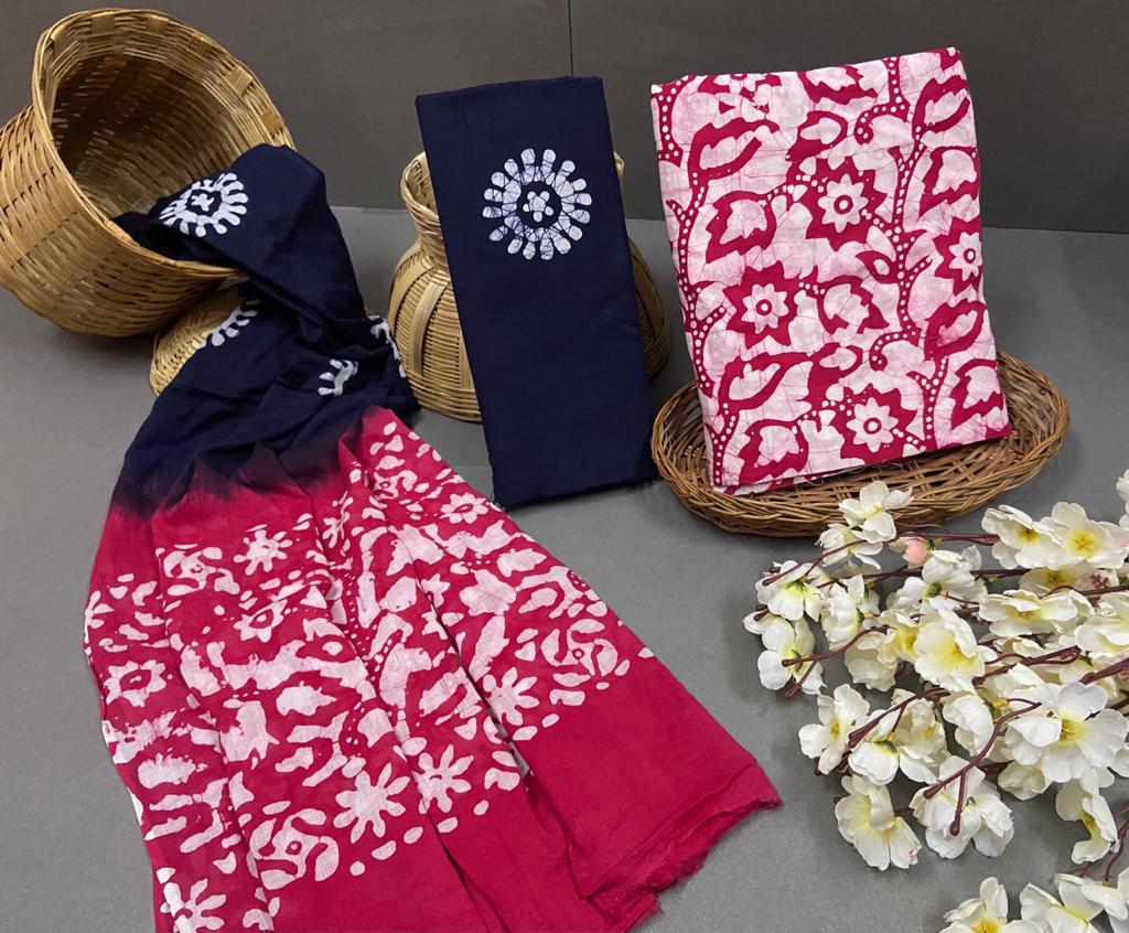Spring Bagru Cotton Block Printed Unstitched Suits