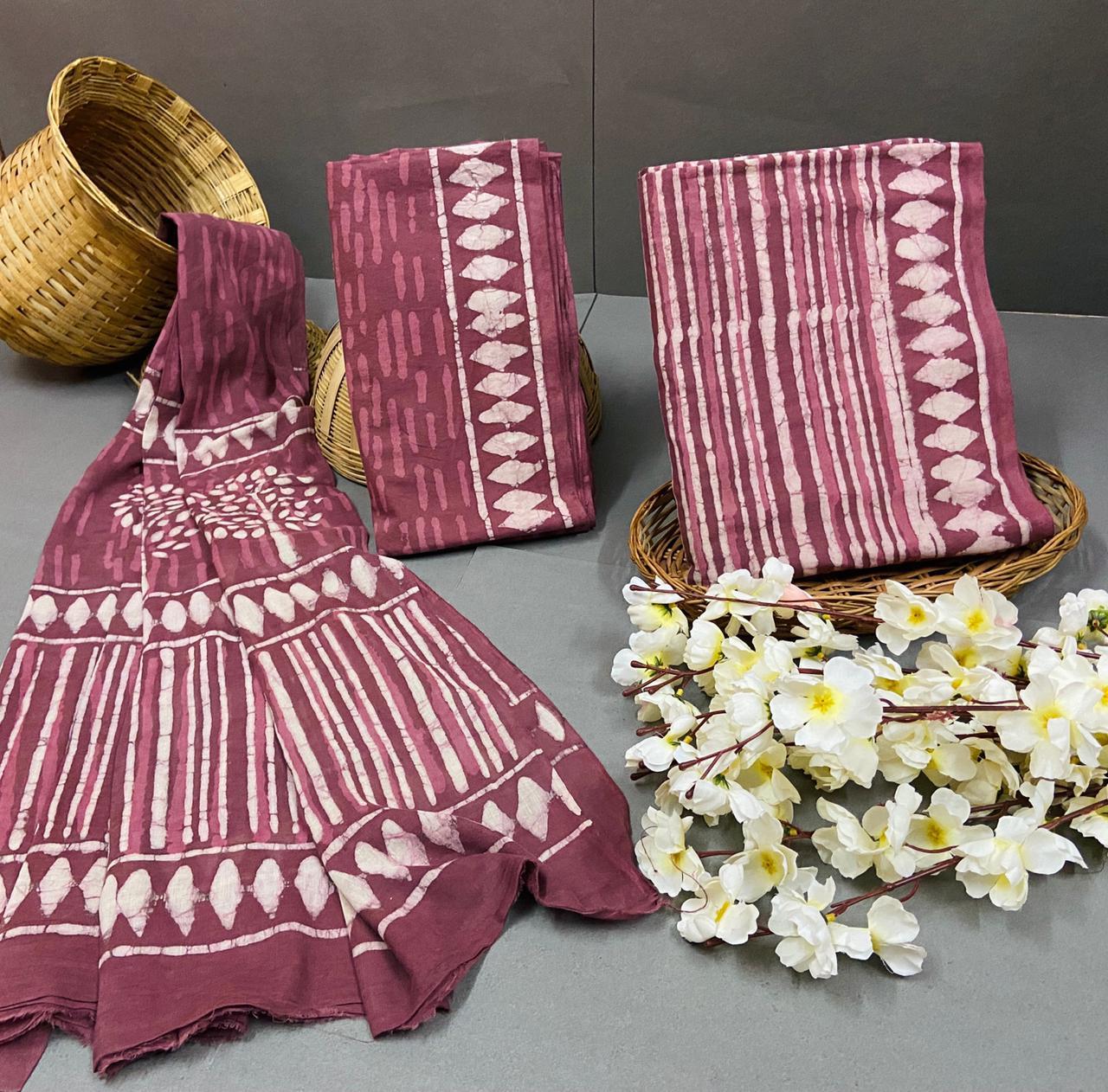 Spring Printed Cotton Suit With Dupatta