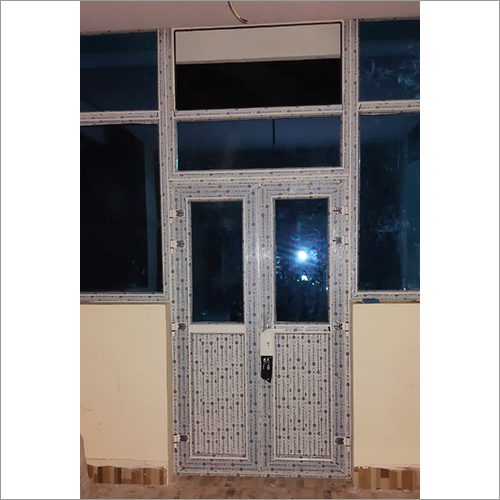 White Upvc Double Door - Customized Size, Glossy Finish | Automatic And Folding Design, Premium Glass Frame