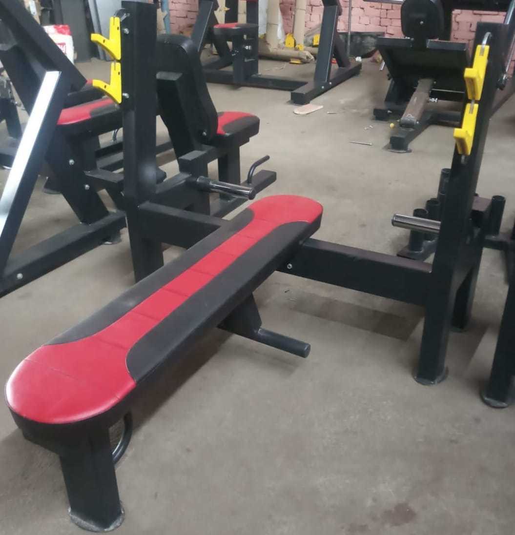 Olympic Flat Bench - 12 Gauge Rectangular Pipe, Black Foam Seat | Advanced Double Effect Welding, Adjustable For Muscle Gain