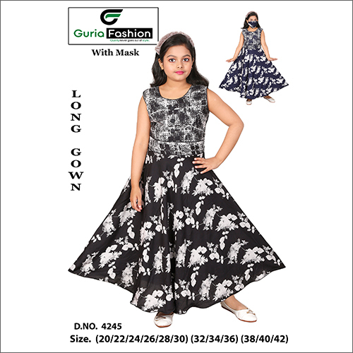 मास्क एज ग्रुप के साथ प्रिंटेड लॉन्ग गाउन: बच्चे
