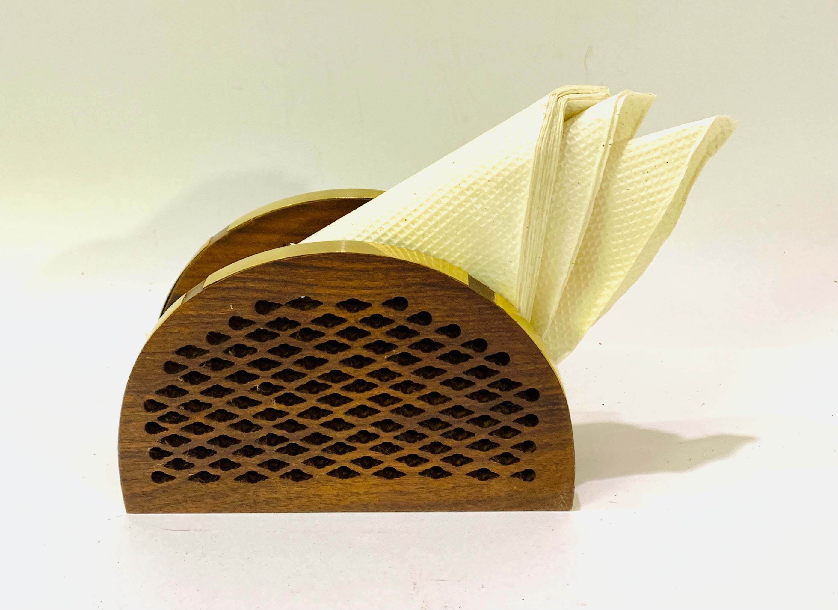 D Net, Napkin Holder With Brass Inlay