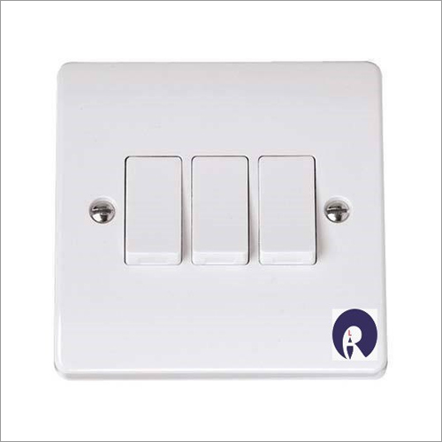 Electrical Switch - 86mm X 86mm, White | Plastic, 250v Voltage Rating, 10a Current Rating, 3 Toggle Switches