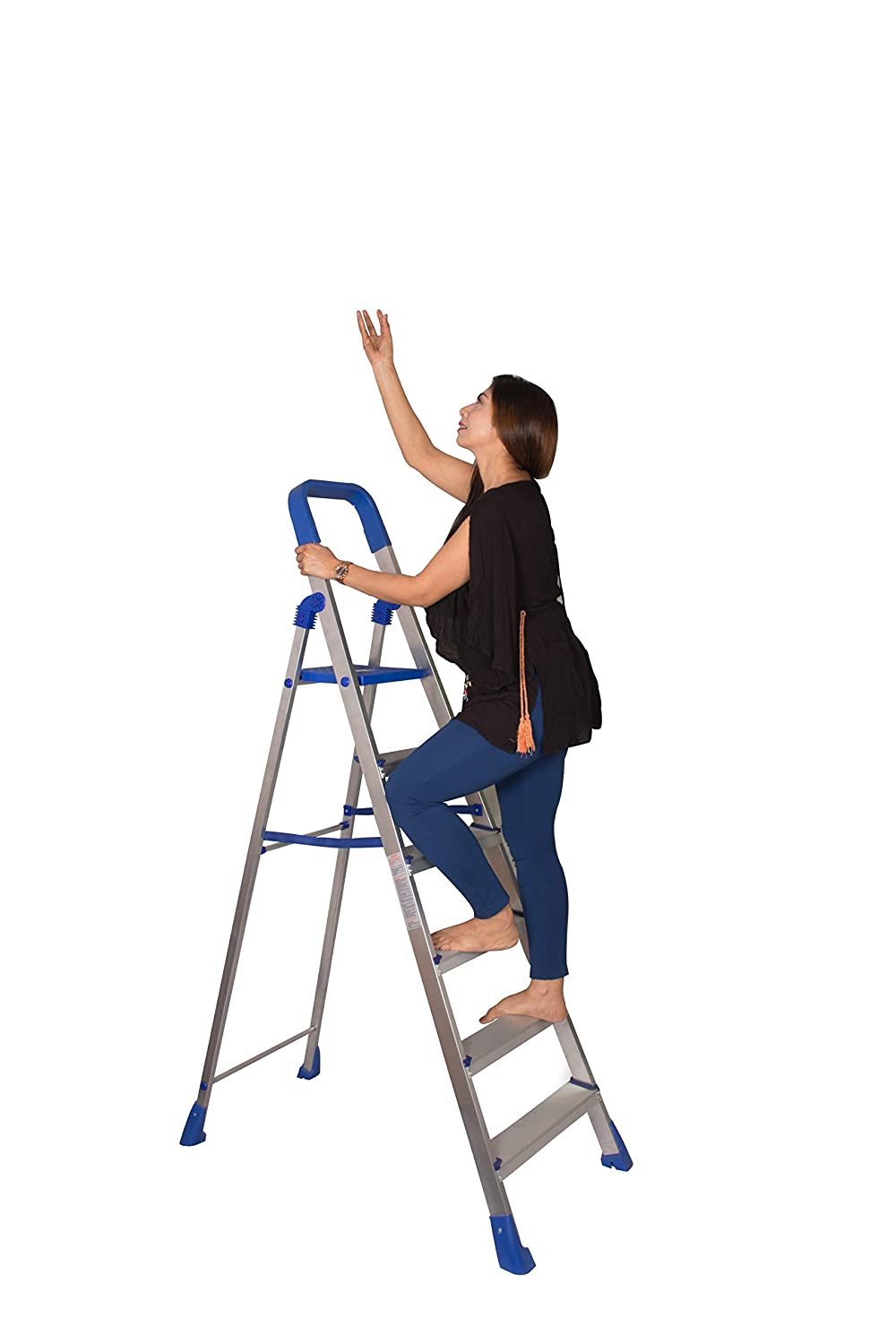 Quantes Stairway 6 Step Aluminium Step Ladder Heavy Duty Folding Ladder Made In India Size: Different