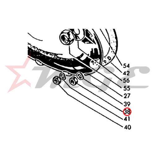 फोटो के अनुसार Lambretta Gp 150/125/200 - चेनकेस मैग्नेटो हाउसिंग स्टड नट - संदर्भ भाग संख्या - #82028012