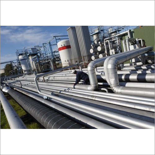 Steam Pipeline Insulation Service - Aluminium Double Layer Glasswool Insulation, Silver Color | 100 Sq Mtr Area, 6 Months Warranty