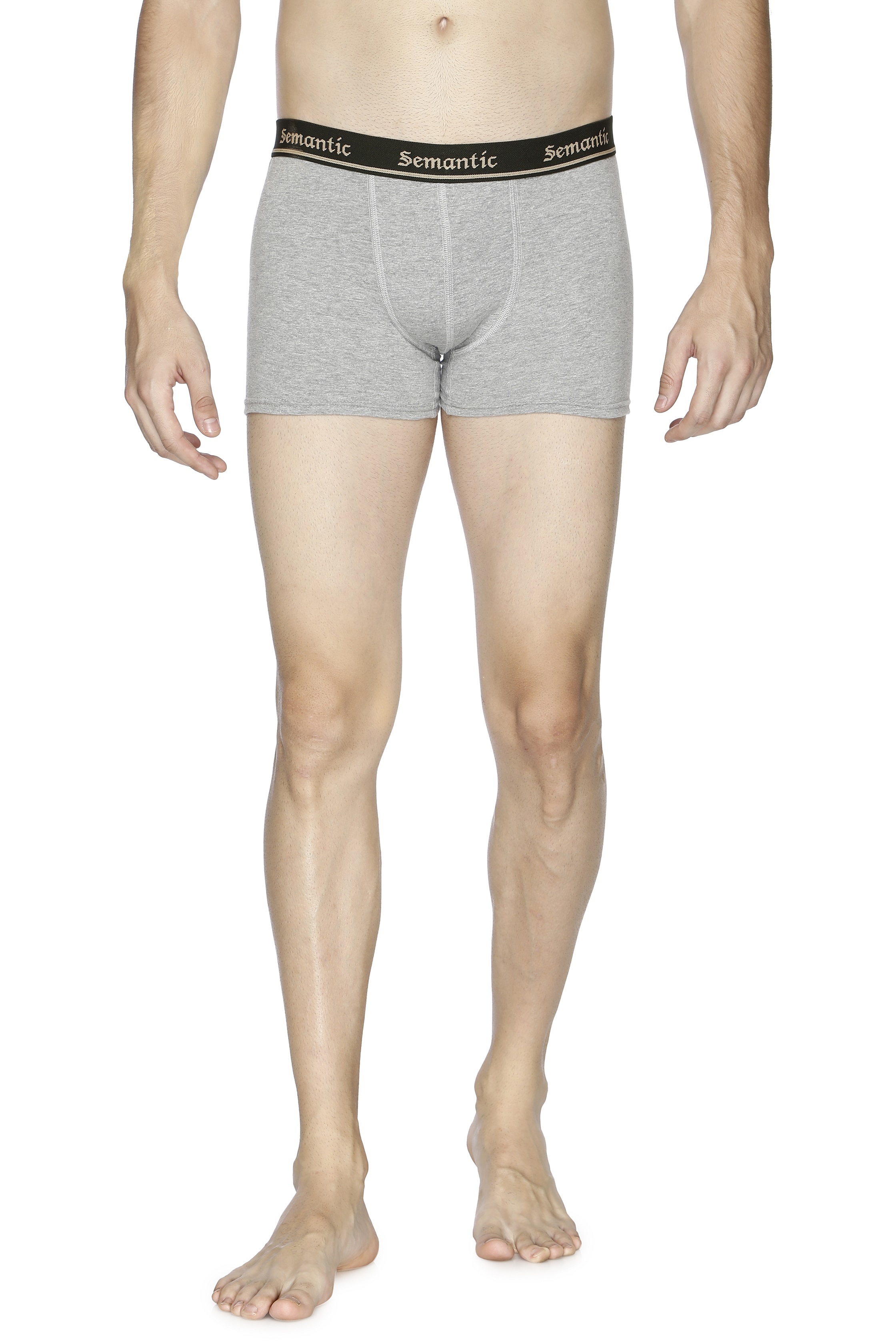 Semantic Cotton Grey Melange Trunks - Solid - Age Group: 18 Above