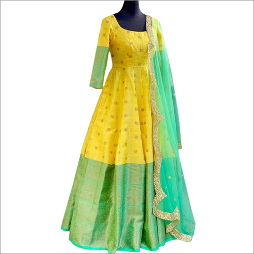 Multicolor Ladies Banarasi Elegant Gown