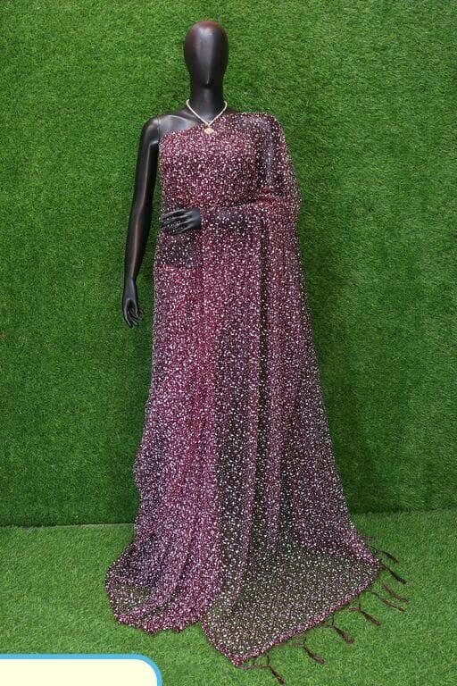 Maharaja Net Saree - Free Size 5.5m Length With Matching Net Blouse | Breathable, Washable, Embroidered Design For All Seasons