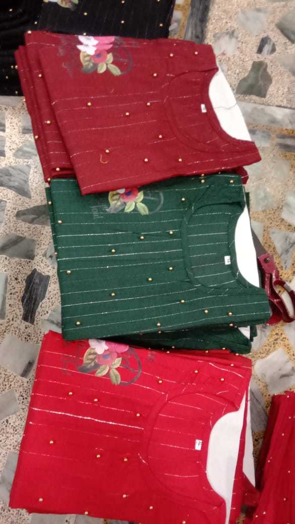 Ladies Kurti - Rayon With Moti Work, Casual Printed Design, Customized Size For All Seasons, Washable Ethnic Wear Collection