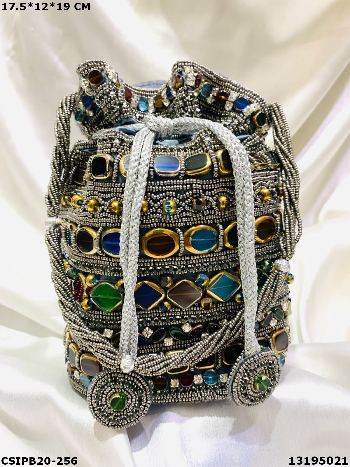 Handcrafted Designer Potli Batua Bag - Satin 17.5x12x19cm | Multi-color, Perfect For Weddings And Return Gifts