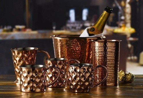 6 Pcs Copper Hammered Design Diamond Bar Set