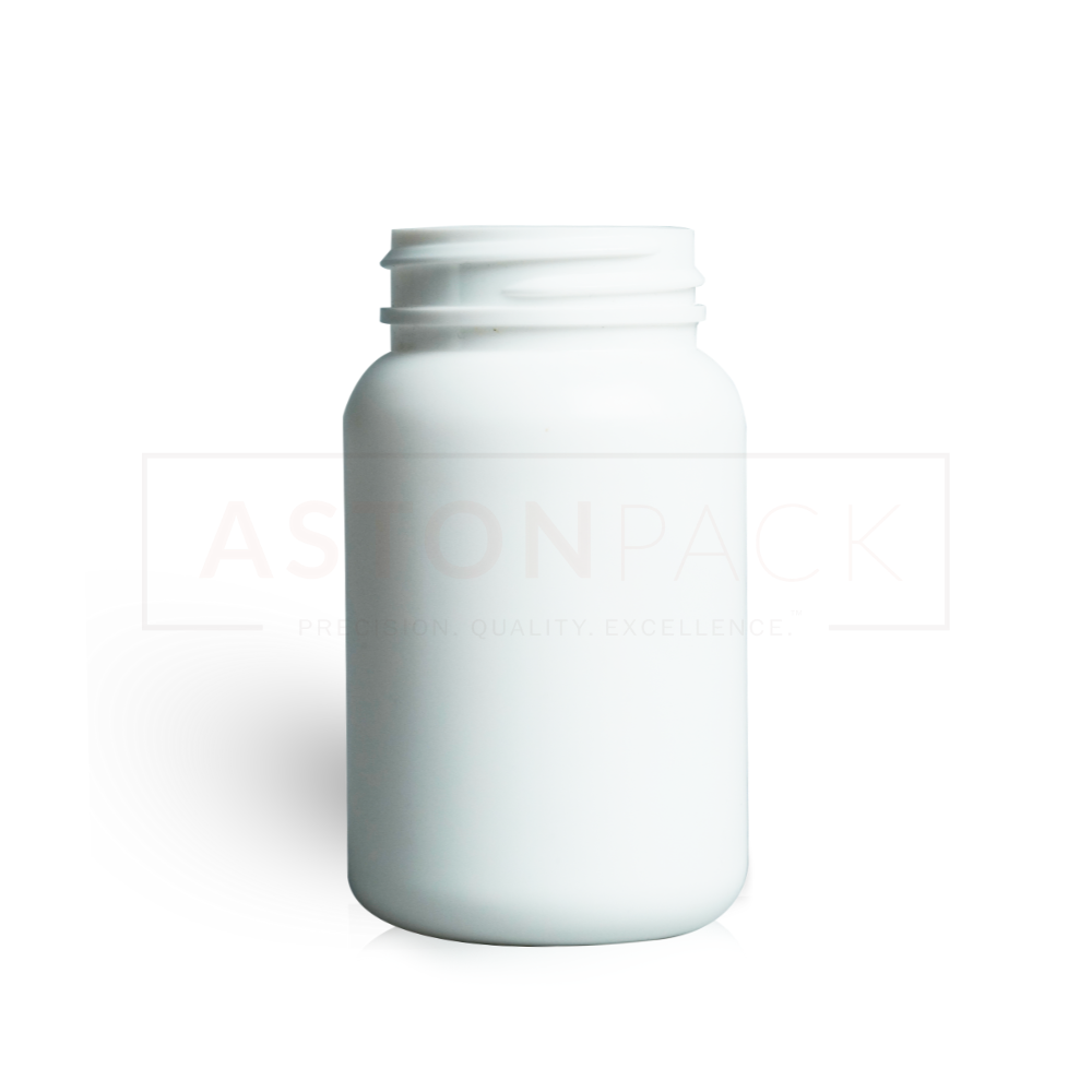 White Hdpe Round Tablet Bottle - 85ml, 38-400 Neck Finish, Compatible With Automatic Filling Machine, Polished White Smooth Surface