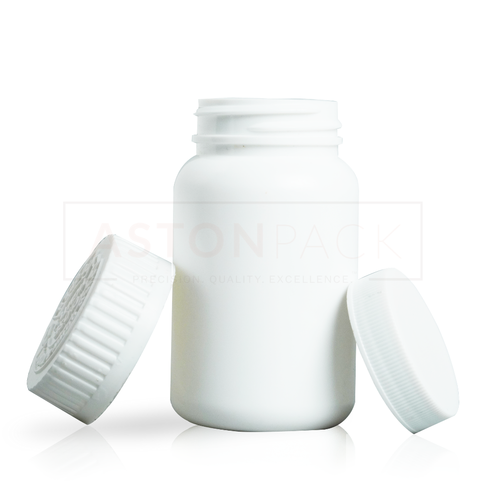 White Hdpe Round Tablet Bottle - 85ml, 38-400 Neck Finish, Compatible With Automatic Filling Machine, Polished White Smooth Surface