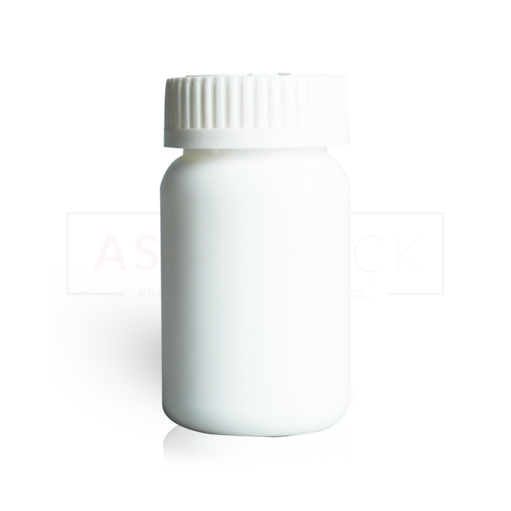 White Hdpe Round Tablet Bottle - 85ml, 38-400 Neck Finish, Compatible With Automatic Filling Machine, Polished White Smooth Surface