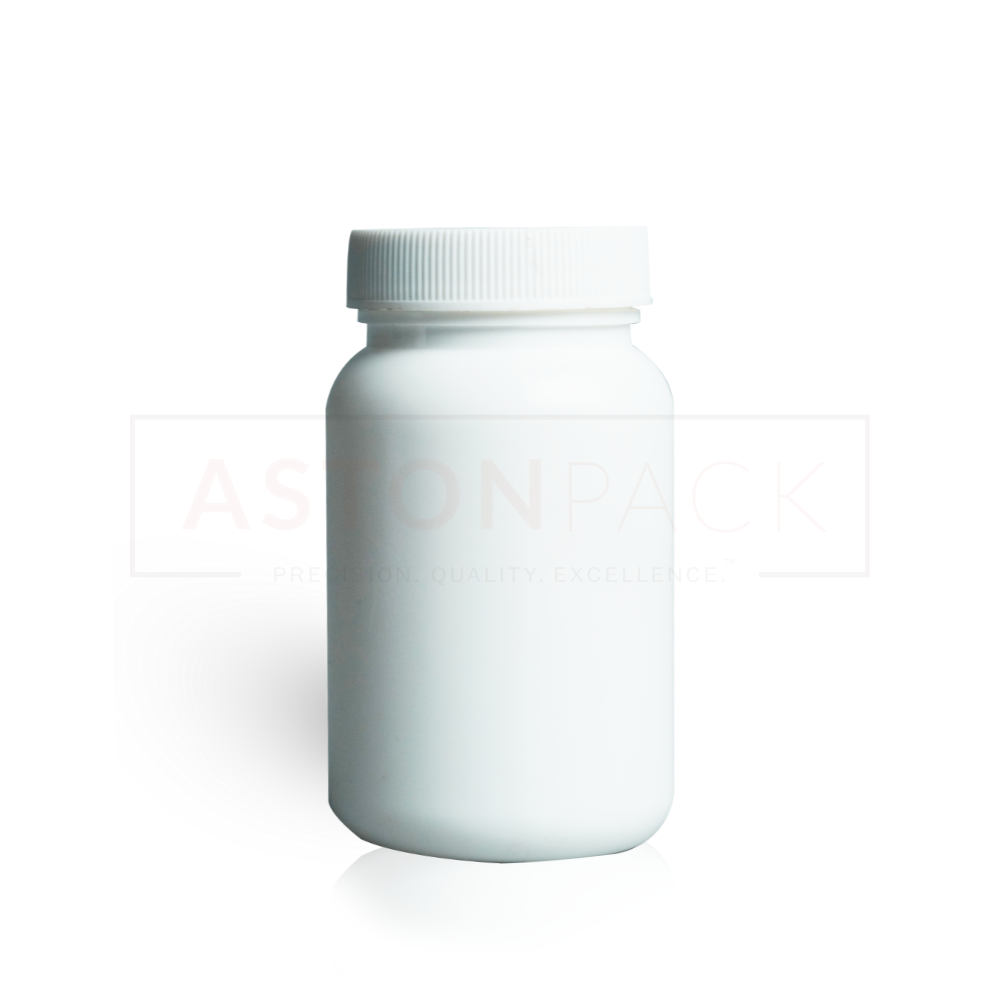 White Hdpe Round Tablet Bottle - 85ml, 38-400 Neck Finish, Compatible With Automatic Filling Machine, Polished White Smooth Surface