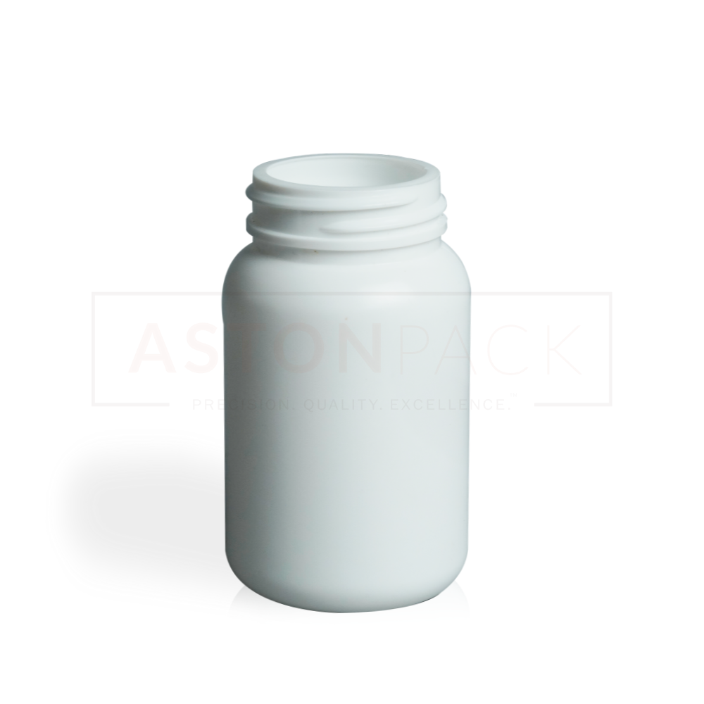 White Hdpe Round Tablet Bottle - 85ml, 38-400 Neck Finish, Compatible With Automatic Filling Machine, Polished White Smooth Surface