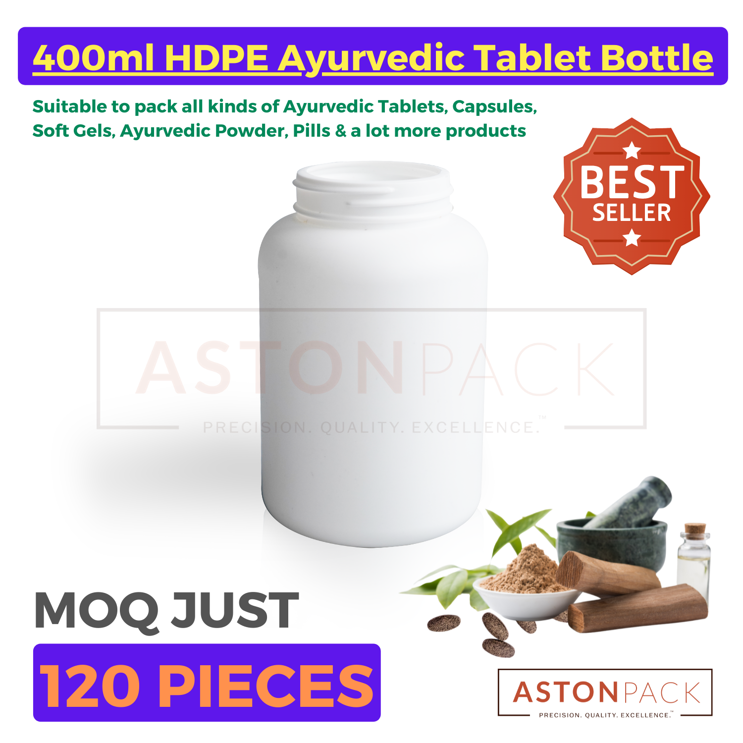 Plastic Ayurvedic Tablet & Capsule Packaging Bottles - Hdpe Material, 400 Ml Size, White Color | Eco-friendly, Heat Resistant, Polished Dustproof Surface