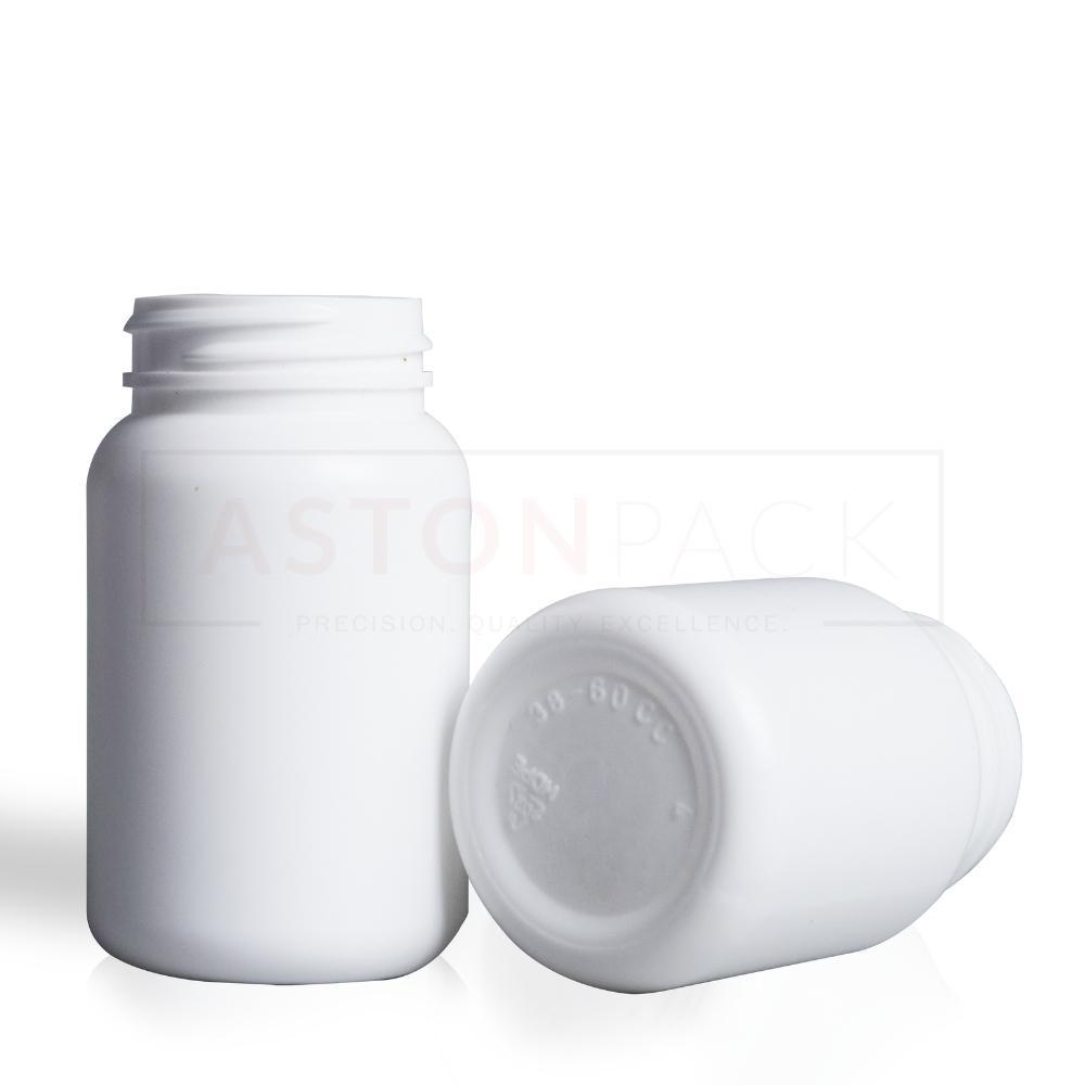 White Plastic Ayurvedic Tablet & Capsule Packaging Bottles - 60 Ml