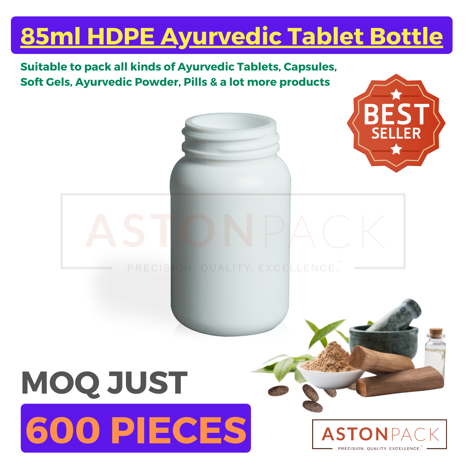 Plastic Ayurvedic Tablet & Capsule Packaging Bottles Capacity: 60ml
