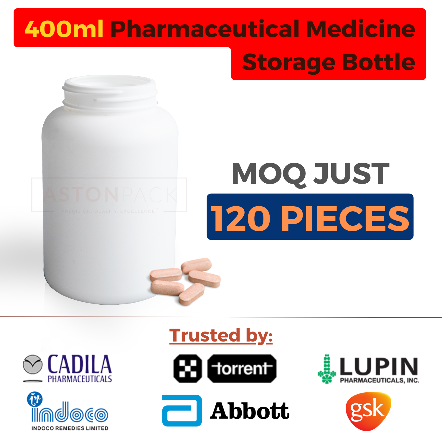 White Pharmaceutical Medicine Storage Bottles - 400 Ml