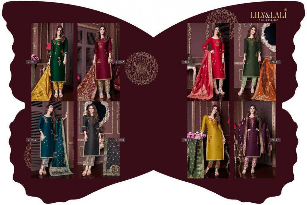 Lily And Lali Meenakari Bemberg Silk Readymade Salwar Kameez Catalog