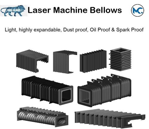 Bystronic Fiber Laser Machine Bellow Cover - Fabric, Custom Size, Black & Yellow, Max Temp 500°C | Designed for VMC, CNC & Laser Cutting Machines