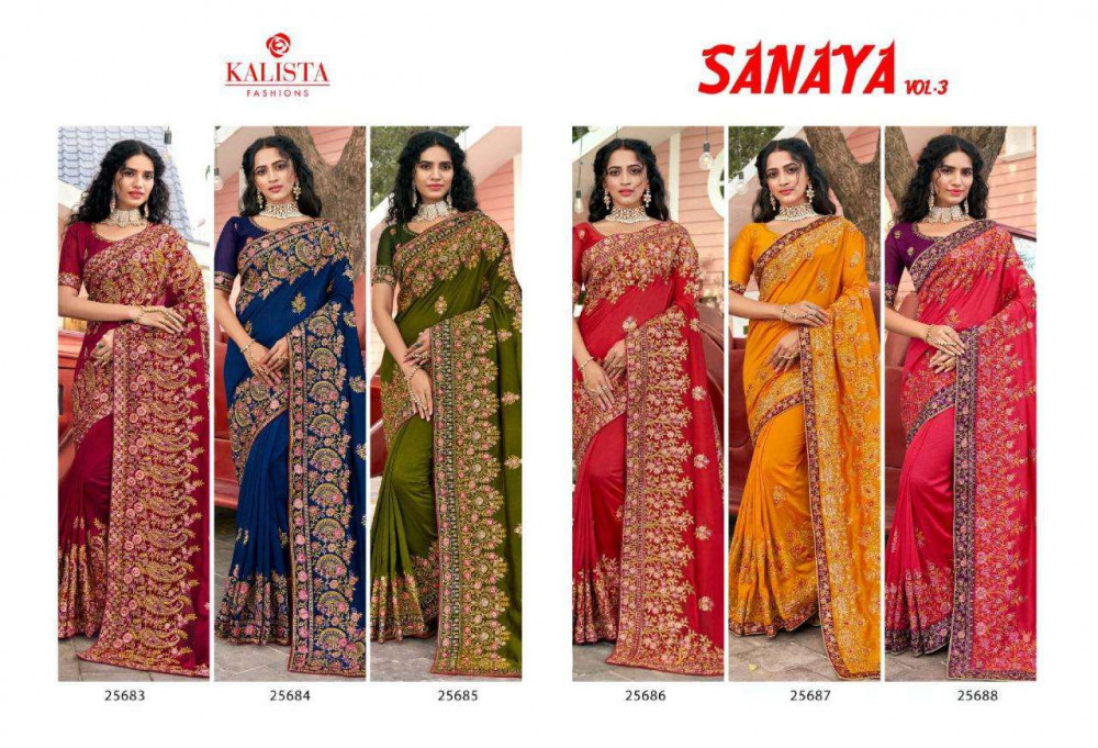 Kalista Sanaya Vol-3 Heavy Embroidery Vichitra Silk Saree Catalog