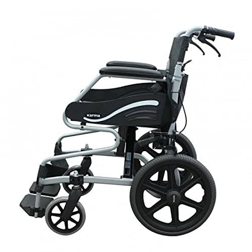 Karma Sm-150.3 Lightweight Wheelchair - Aluminum Alloy, 20 Inch Seat Height, 17 Inch Internal Width, 8 Inch Front Wheels, 14 Inch Rear Wheels | Ergonomic Design, Secure Non-slip Footplate, Integrated Easy-clean Seating System, Energy-saving Tipping Lever, Foldable Backrest
