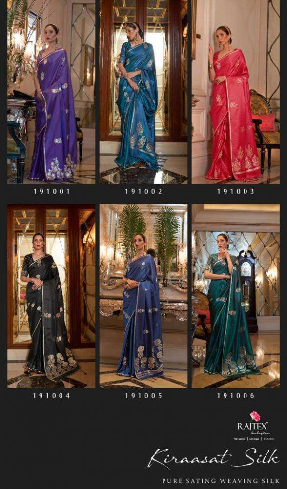 Rajtex Kiraasat Silk Satin Weaving Silk Saree Catalog Collection