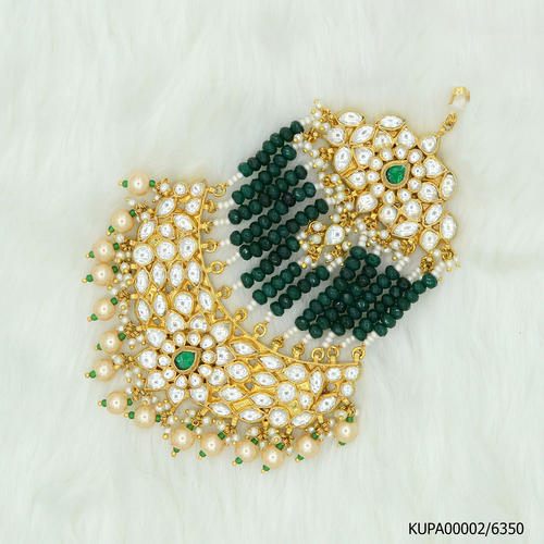 Kundan Jadau Damini Tikka With Golden Hangings