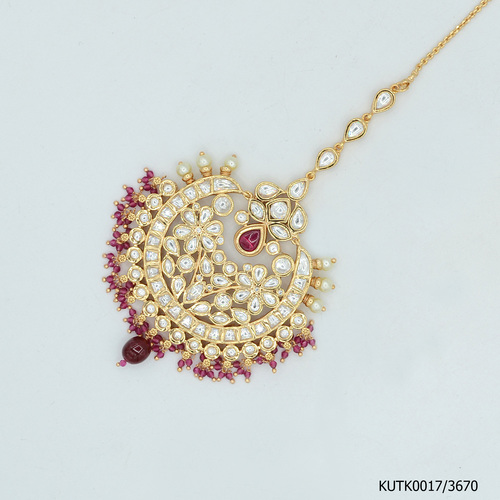 Kundan Maang Tikka With Ruby Beads
