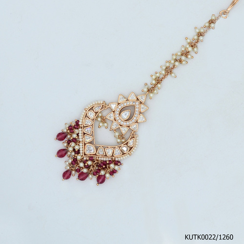 Kundan Maang Tikka WIth Ruby Hangings