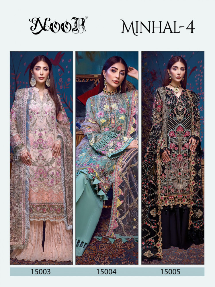 Noor Minhal Vol-4 Georgette Pakistani Heavy Work Suits Catalog