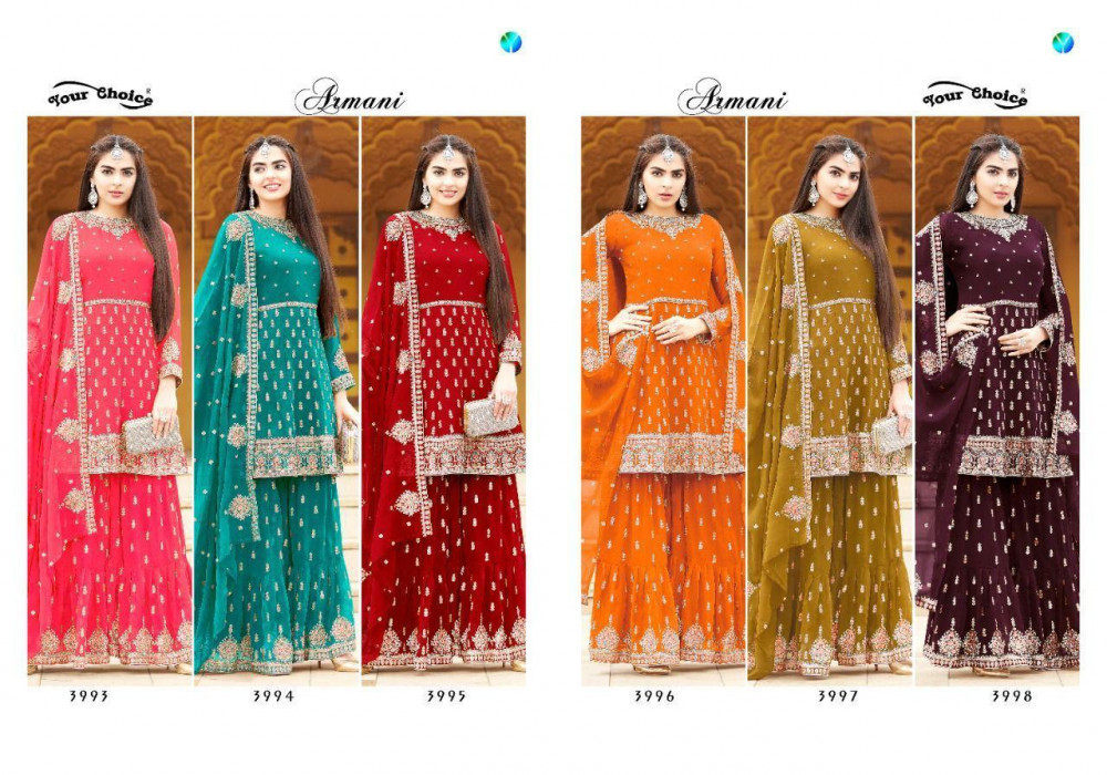 Your Choice Armani Peplum Style Sharara Salwar Suits Catalog