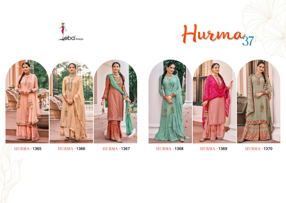 Eba Lifestyle Hurma Vol-37 Faux Georgette Stylish Plazzo Style Fancy Salwar Suits Catalog