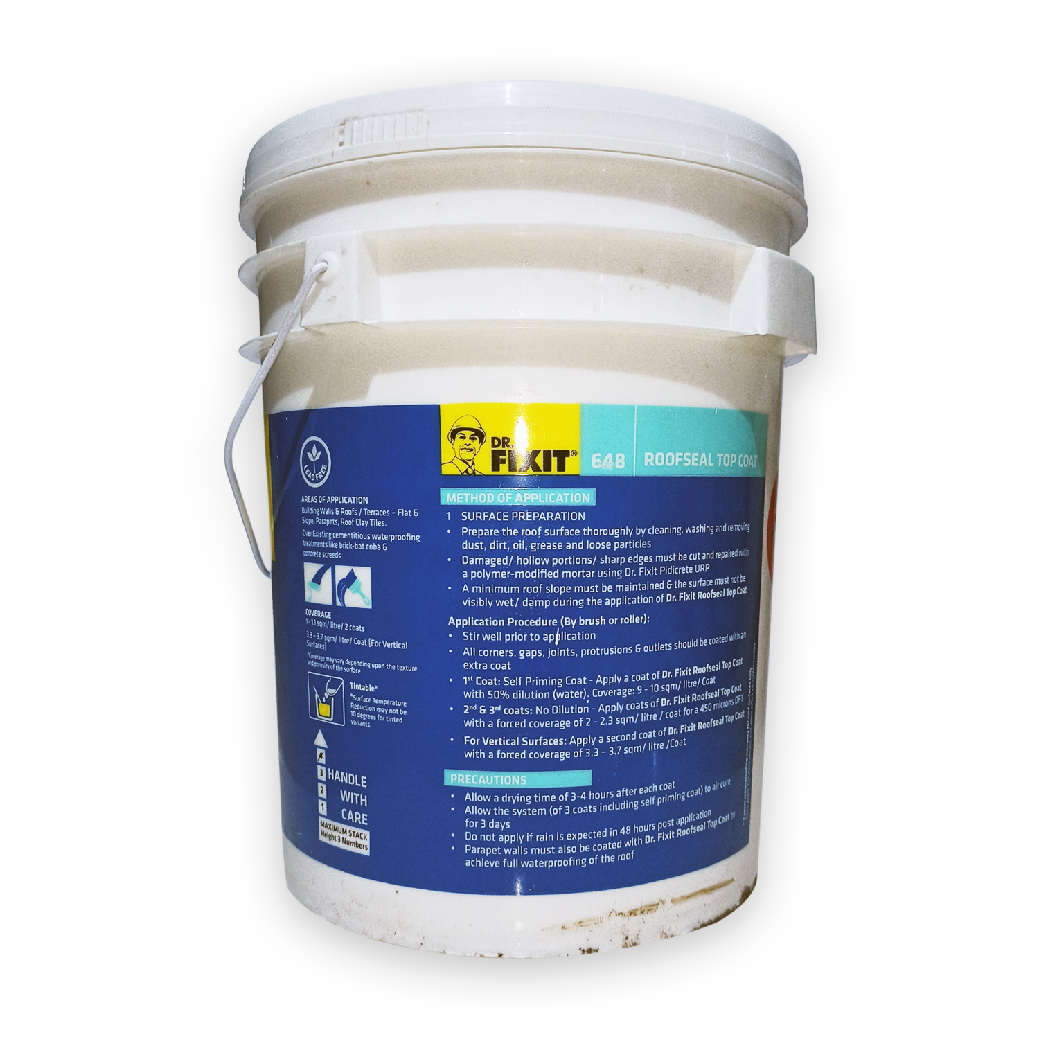 White Dr. Fixit Roofseal 648 Top Coat 20 Litre