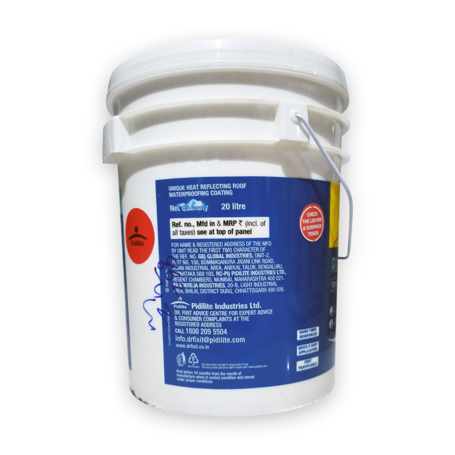 White Dr. Fixit Roofseal 648 Top Coat 20 Litre