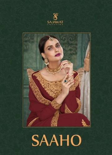 Sajawat Creation Saaho Faux Georgette Readymade Suits Catalog