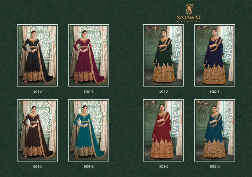 Sajawat Creation Saaho Faux Georgette Readymade Suits Catalog