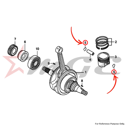 फोटो क्लिप के अनुसार, पिस्टन पिन, होंडा Cbf125 के लिए 13 मिमी - संदर्भ भाग संख्या - #13115 -Gn5-910