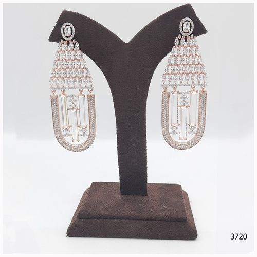 Rose Gold American Diamond Earring With Beautiful Stone Work